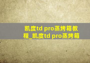 凯度td pro蒸烤箱教程_凯度td pro蒸烤箱